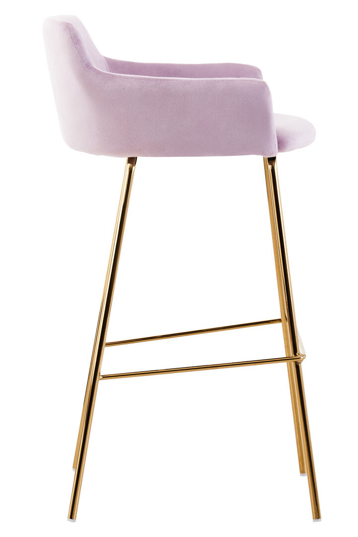 Devon Pink Velvet Low Back Bar Chair
