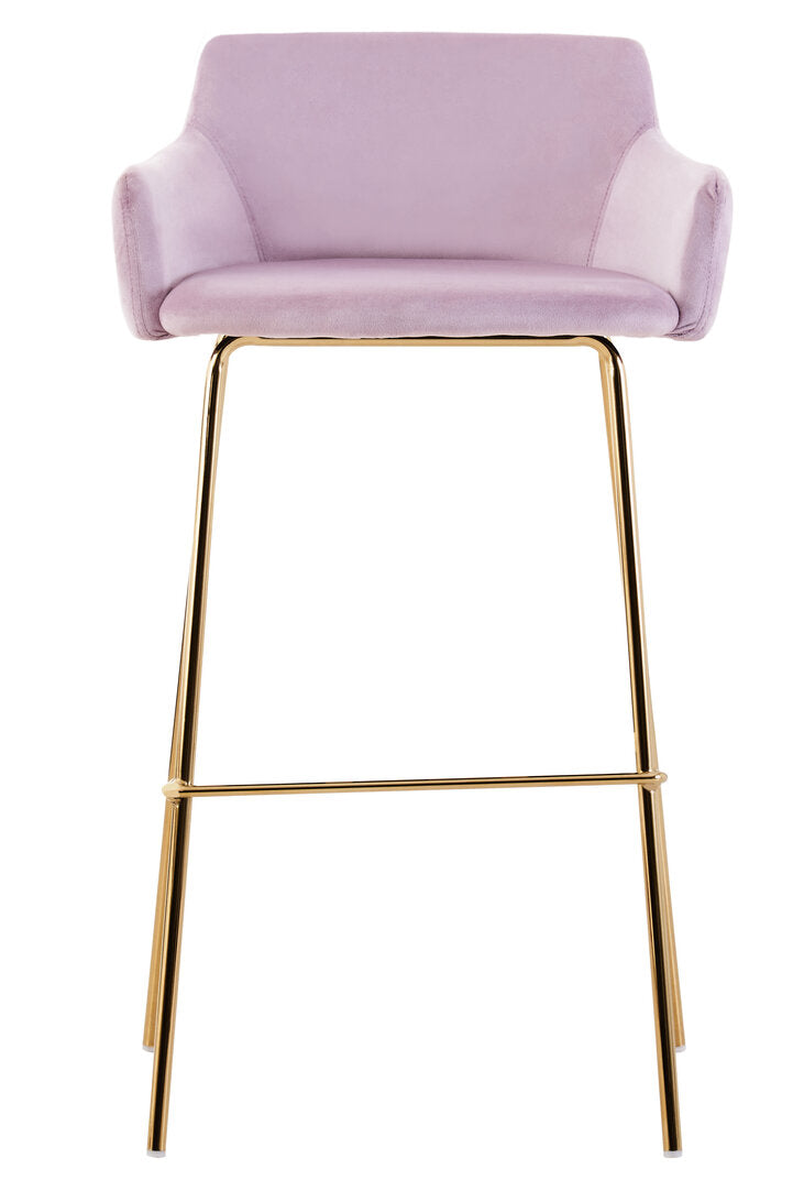 Devon Pink Velvet Low Back Bar Chair