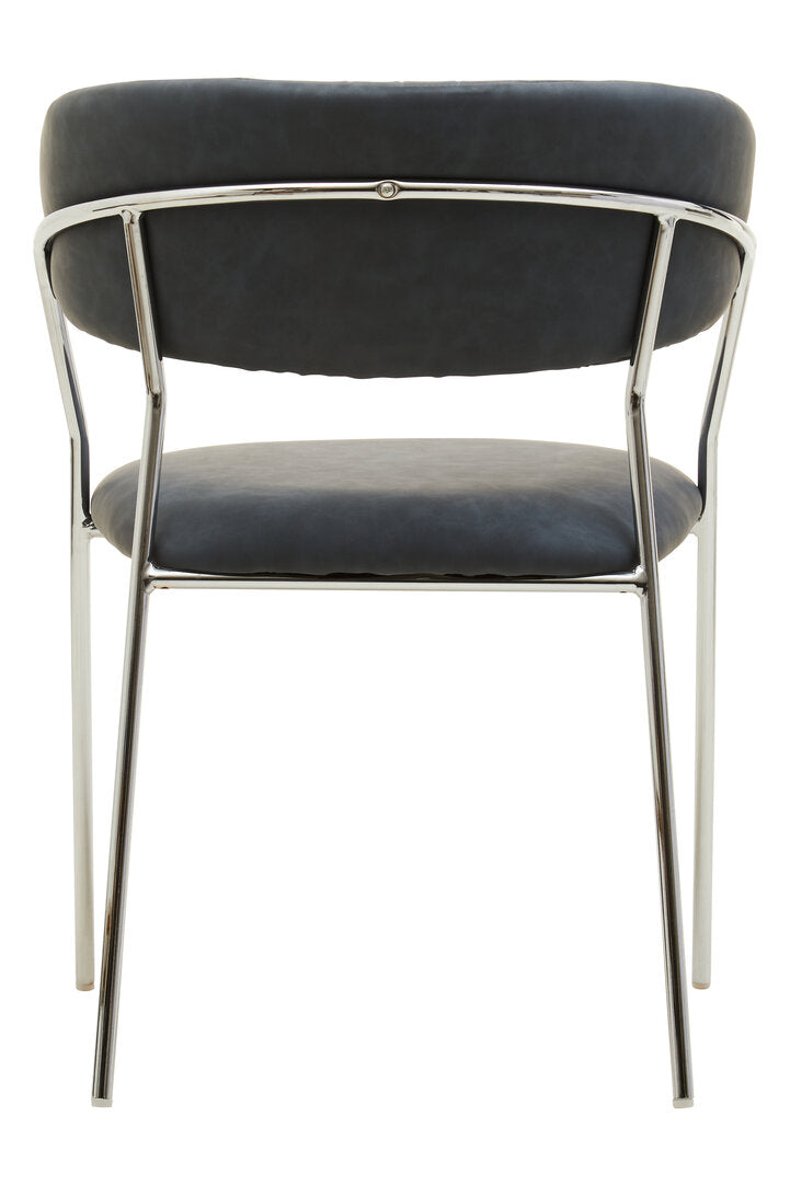 Devon Dark Grey Leather Curved Dining Chair