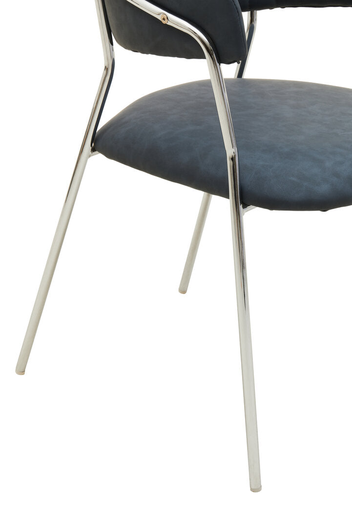 Devon Dark Grey Leather Curved Dining Chair