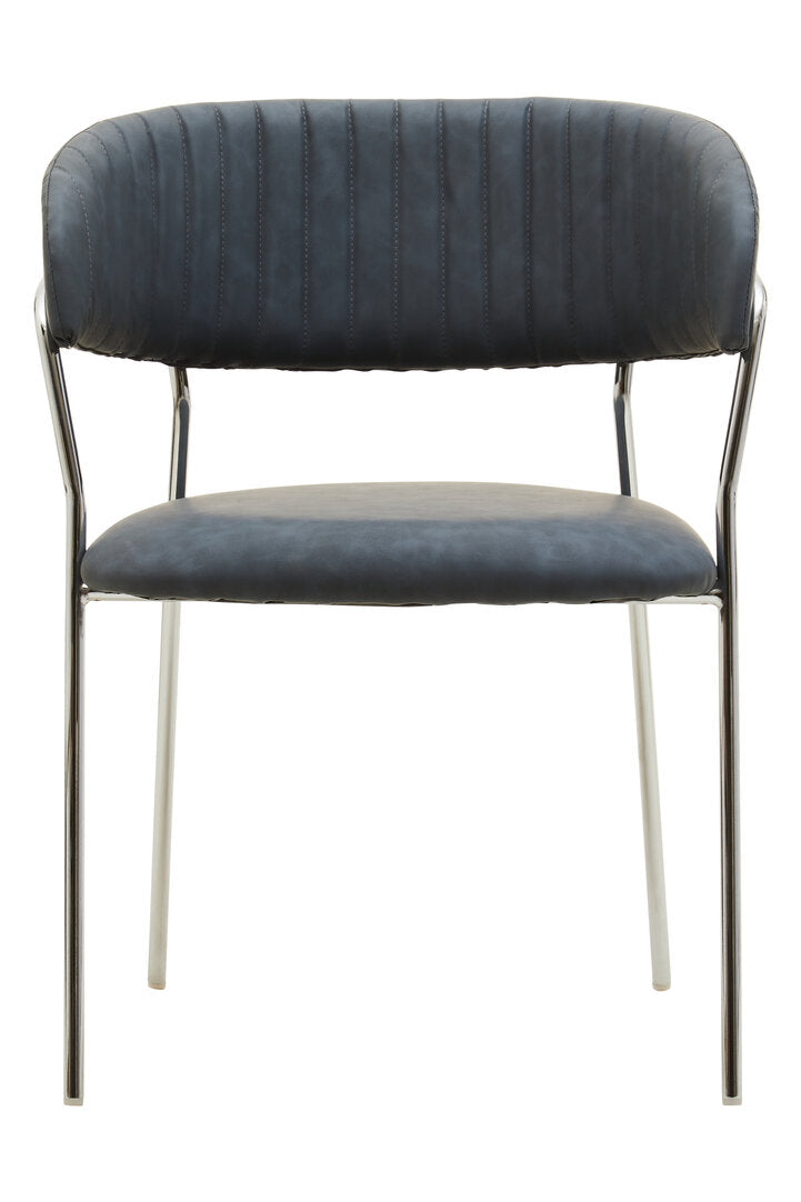 Devon Dark Grey Leather Curved Dining Chair