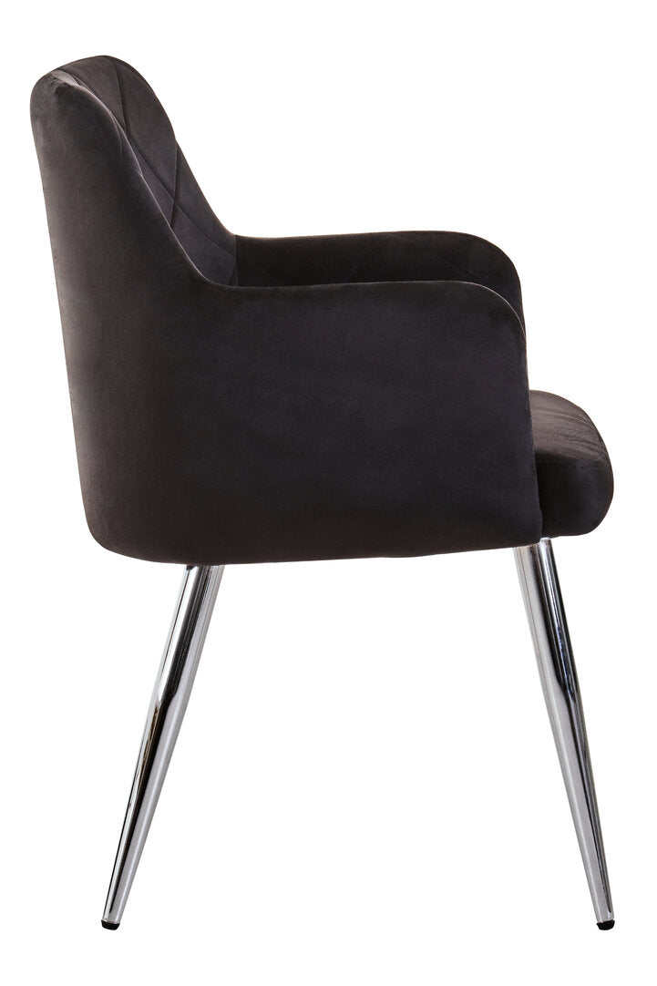 Devon Velvet Splayed Dining Chair Black