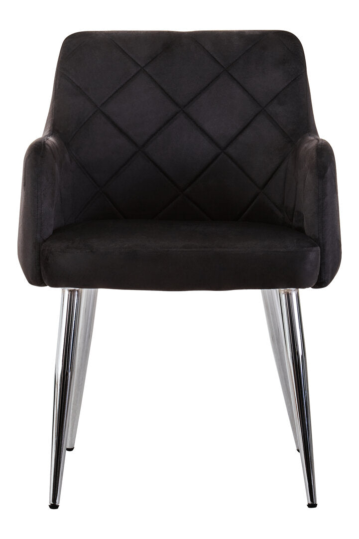 Devon Velvet Splayed Dining Chair Black