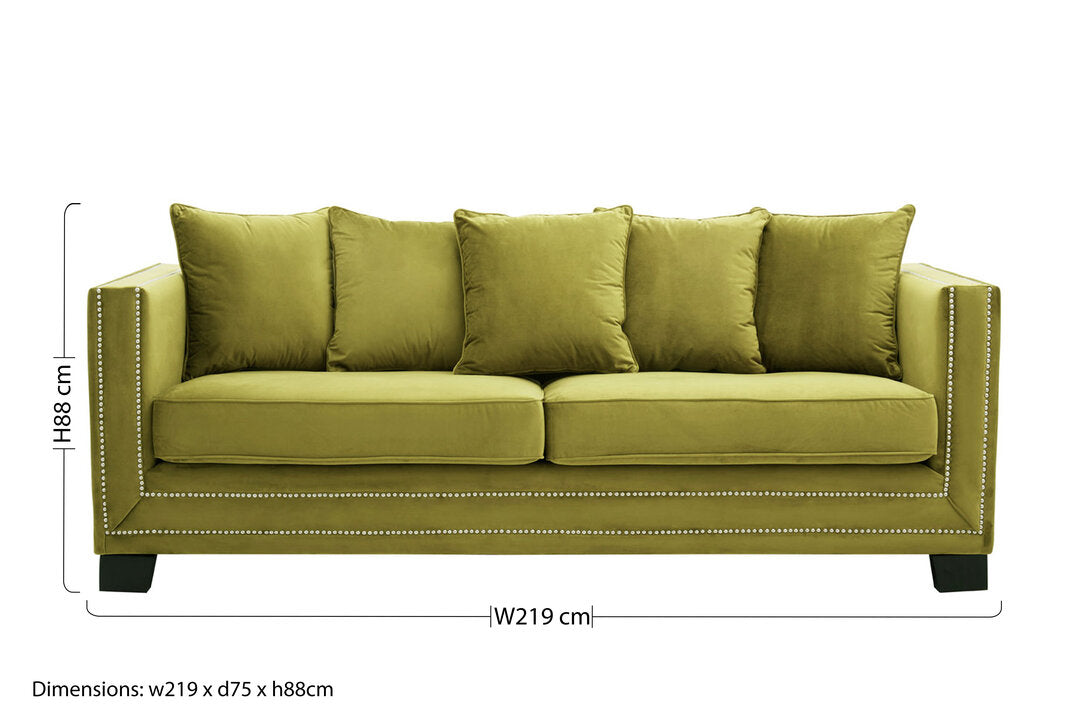 Kensington 3 Seat Moss Velvet Sofa