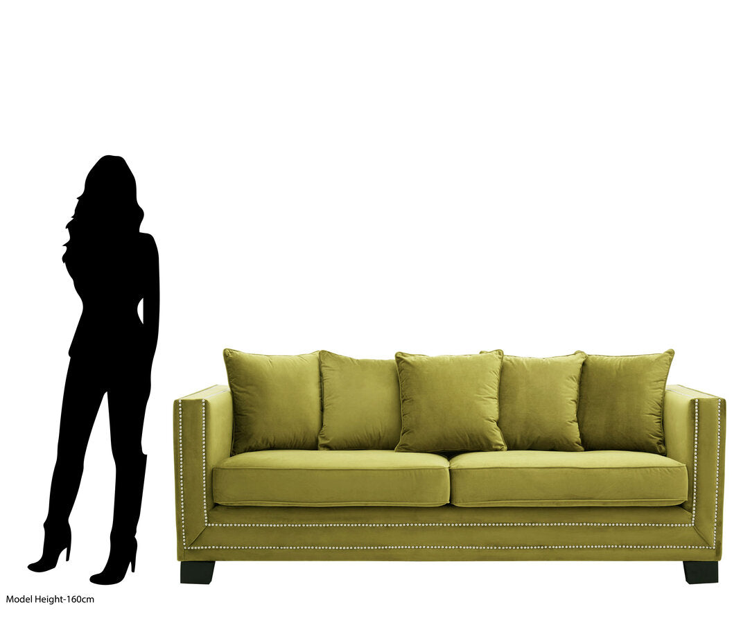Kensington 3 Seat Moss Velvet Sofa