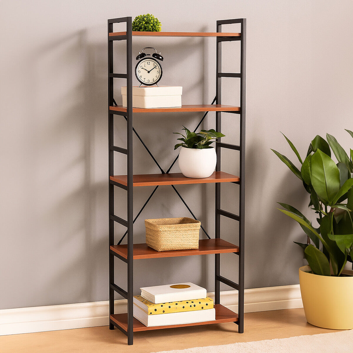 Edale 5 Tier Wood Finish Shelf Unit