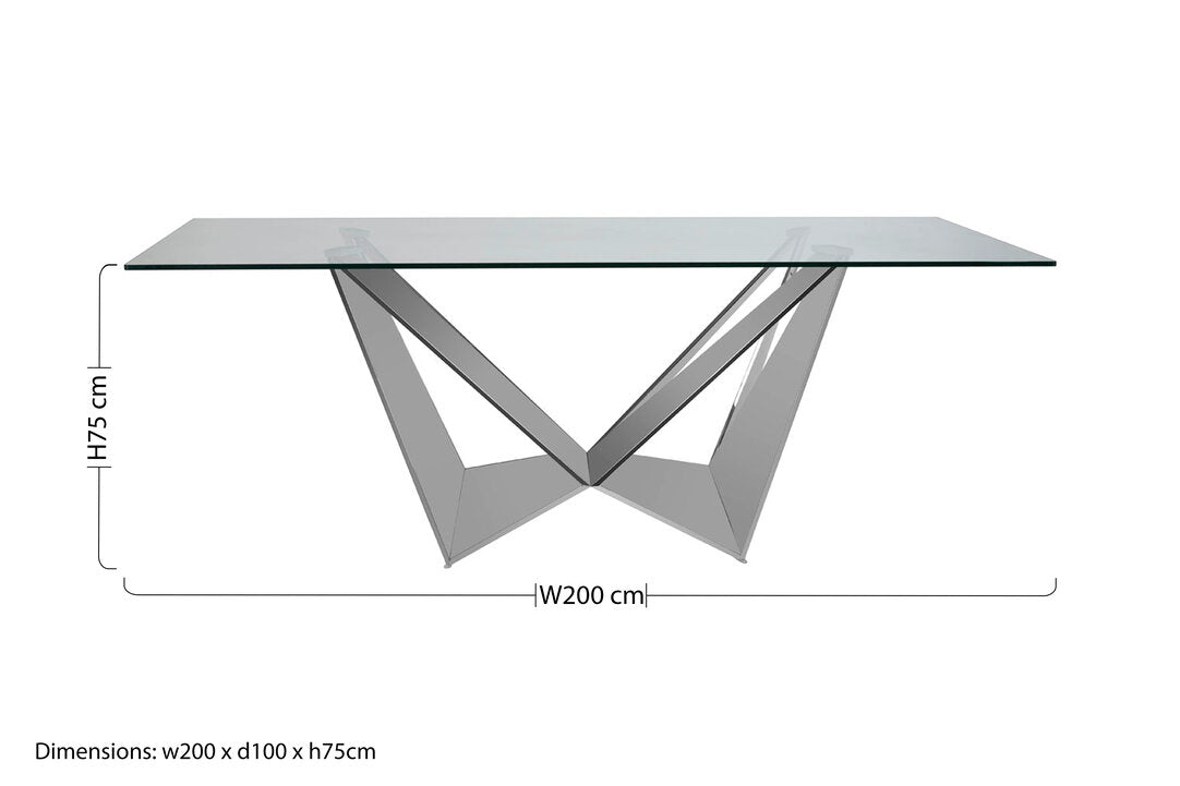 Belgravia Tempered Glass Dining Table with Chrome Legs