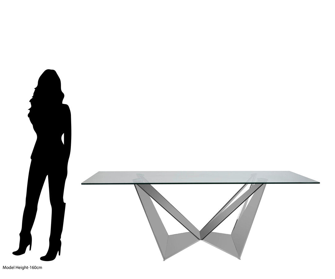 Belgravia Tempered Glass Dining Table with Chrome Legs