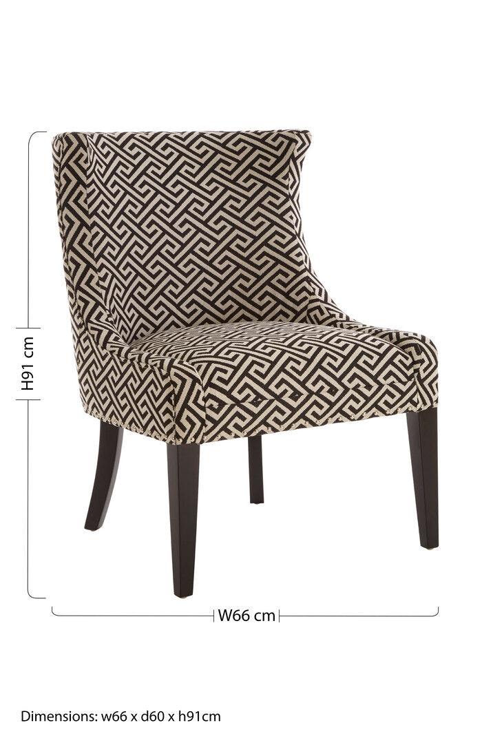 Sorrento Park Greek Key Design Wingback Lounge Chair