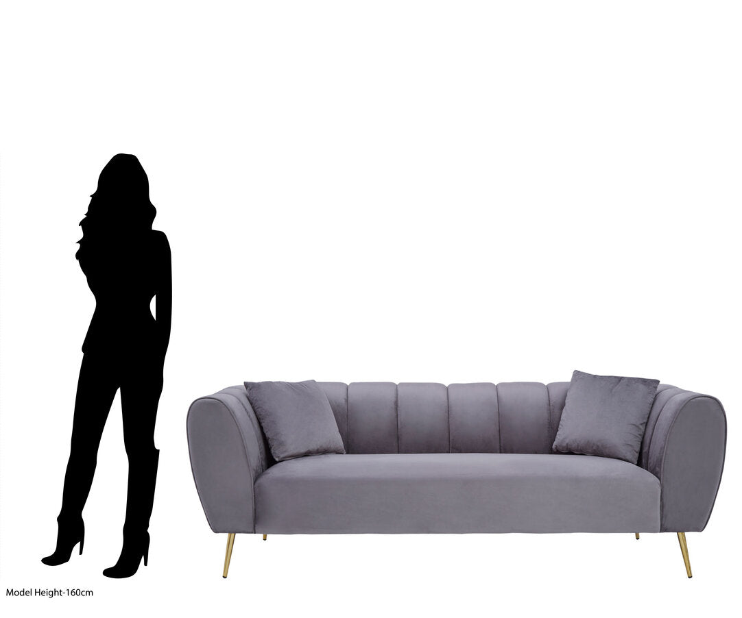 Balmoral Three Seater Grey Velvet Sofa