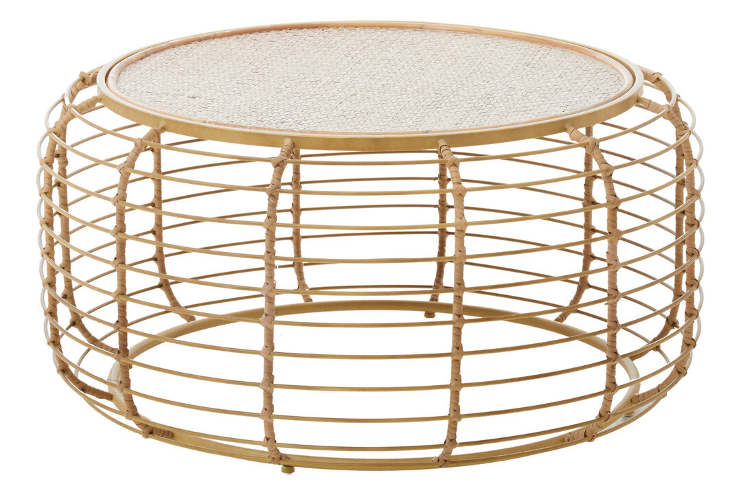 Bath Round Coffee Table With Rattan Top
