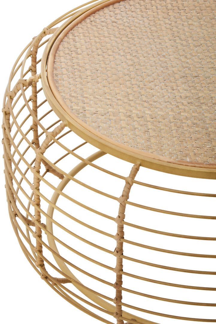 Bath Round Coffee Table With Rattan Top