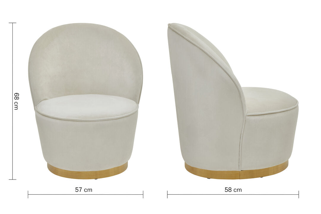 Verona Tamra Cream Velvet Gold Base Chair
