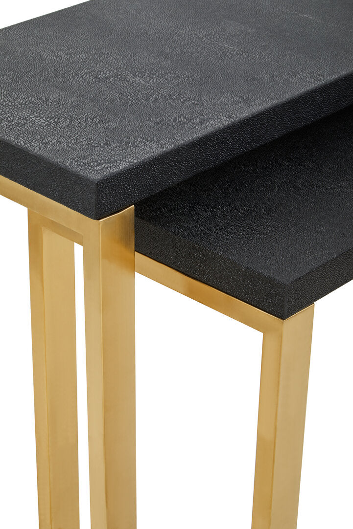 Laguna Set Of Two Black Shagreen Effect Console Tables