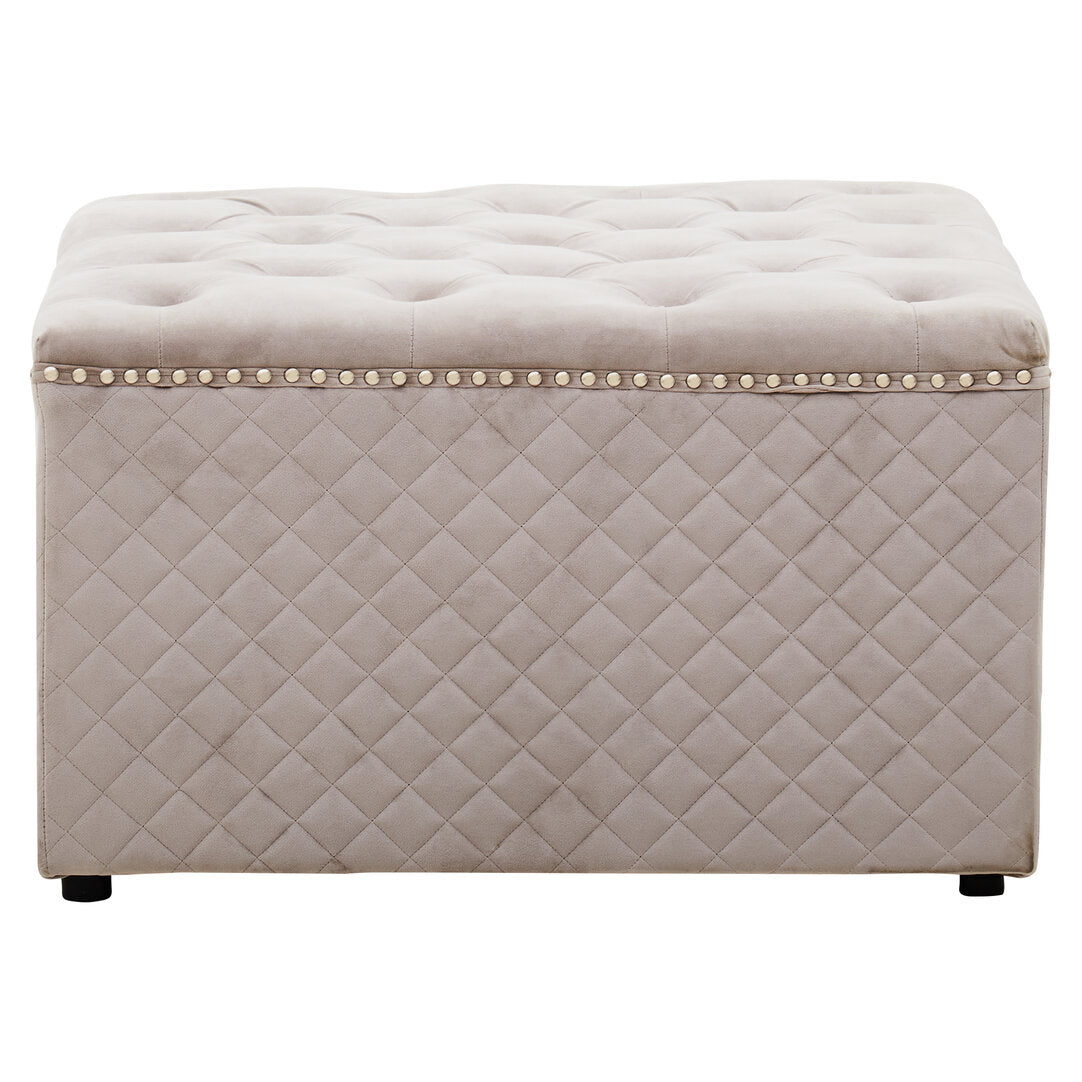 Windsor Square Velvet Ottoman Mink