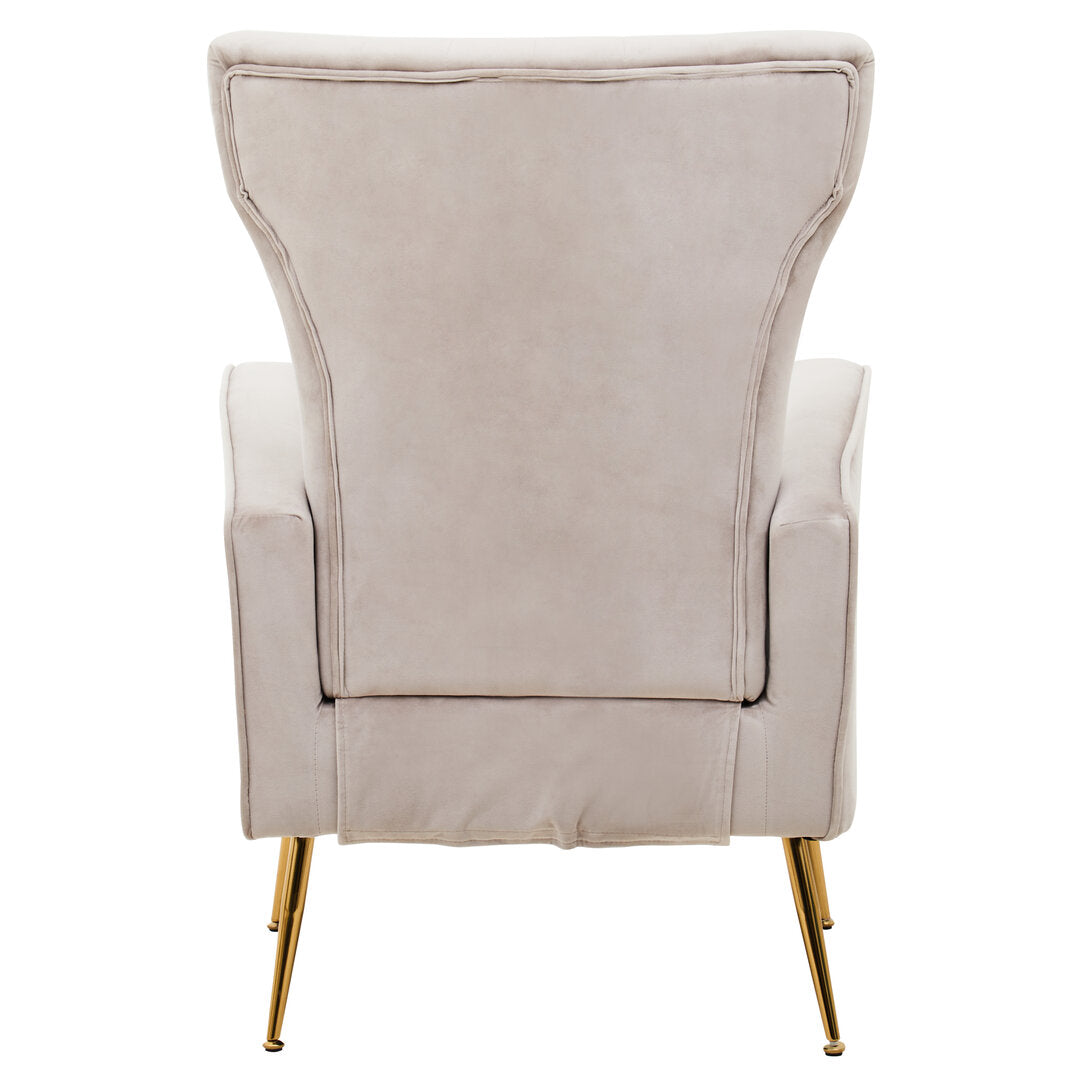 Windsor Mink Velvet Accent Chair With Gold Finish Legs