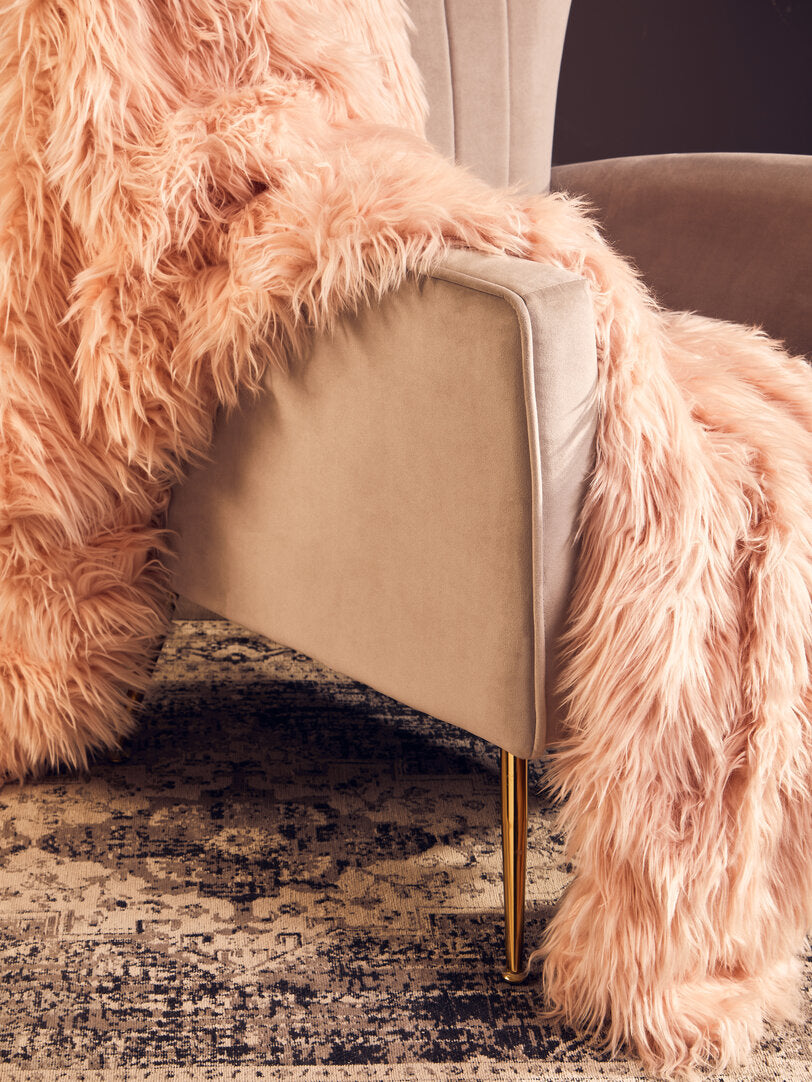 Windsor Mink Velvet Accent Chair With Gold Finish Legs