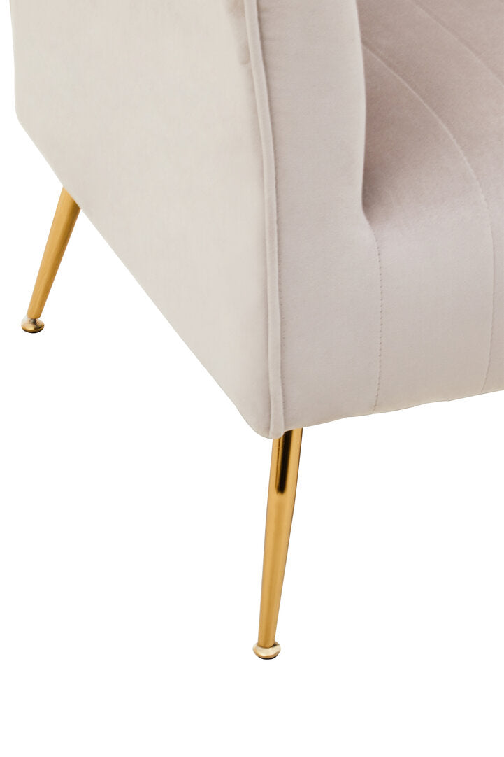 Windsor Mink Velvet Accent Chair With Gold Finish Legs