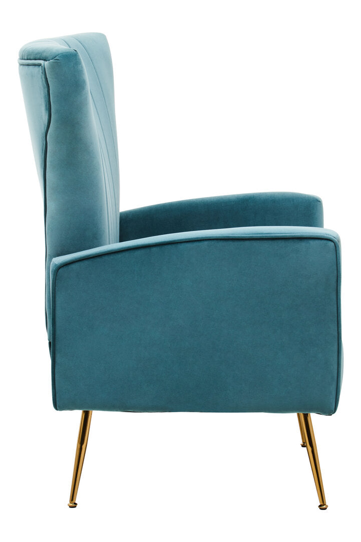 Windsor Green Velvet Accent Chair With Gold Finish Legs