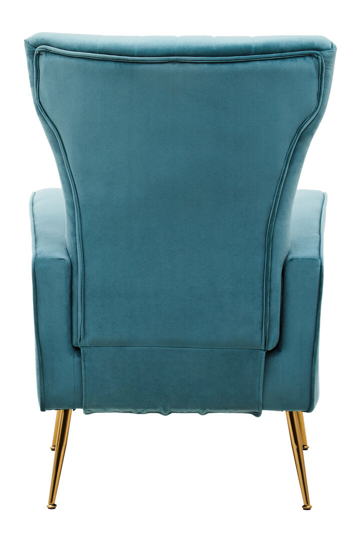 Windsor Green Velvet Accent Chair With Gold Finish Legs