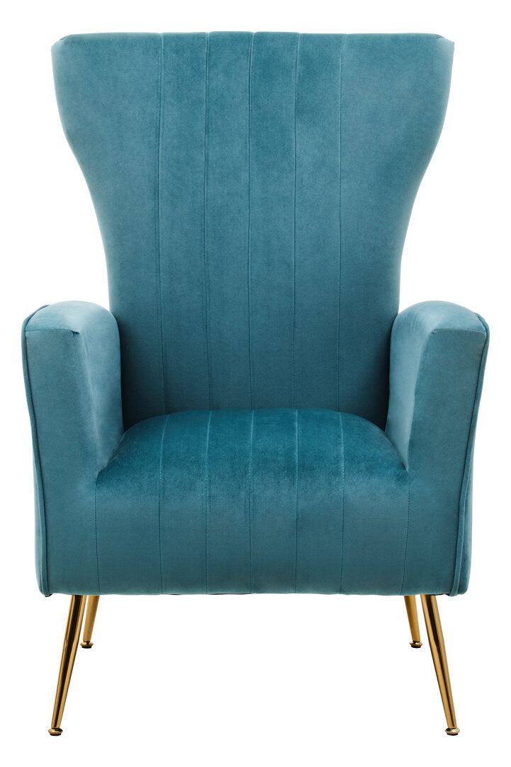 Windsor Green Velvet Accent Chair With Gold Finish Legs