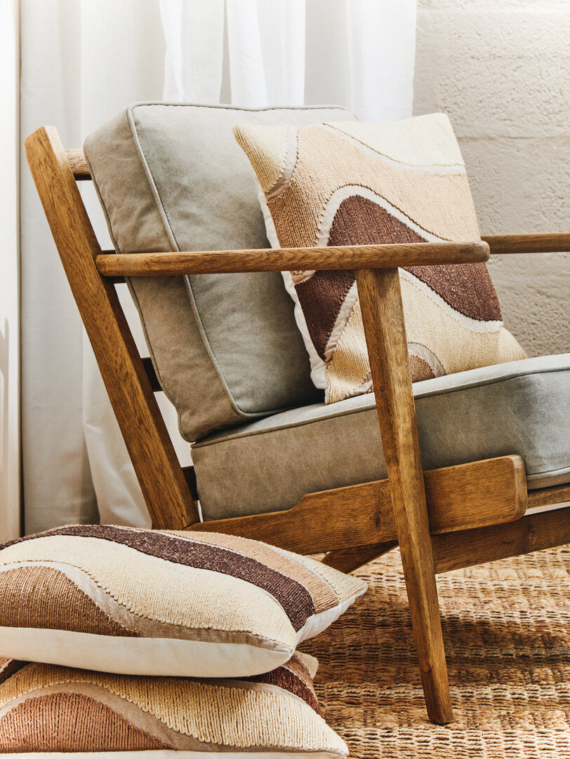 Capri Natural Linen And Oak Armchair