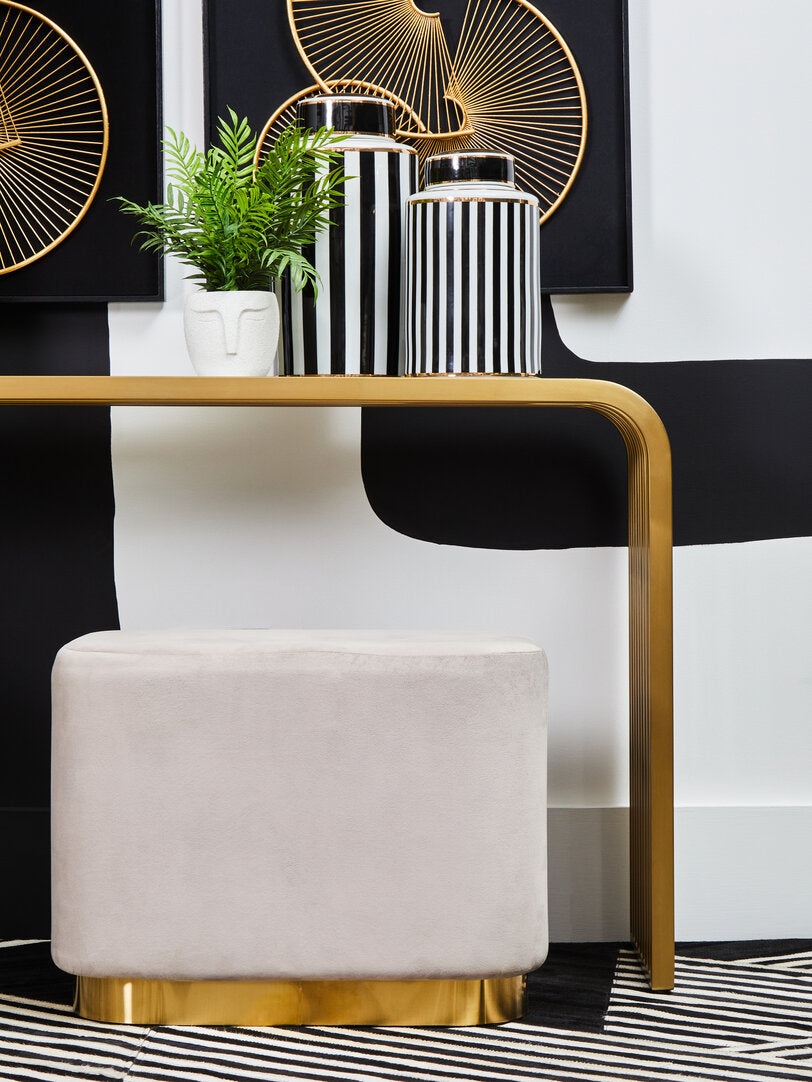 Valencia Matte Gold Slatted Console Table