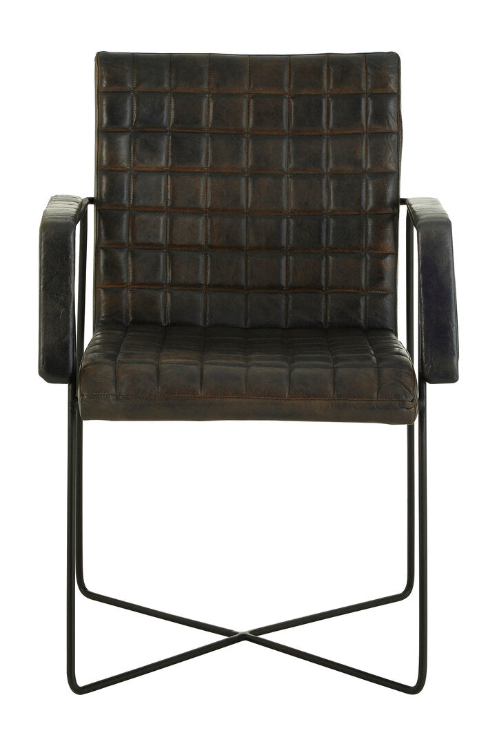 Verona Iron And Grey Leather Weave Chair