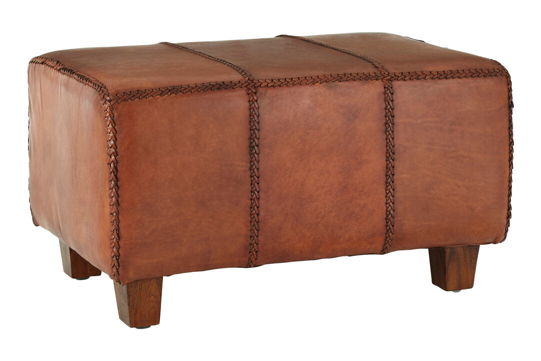 Carlton Leather Bench With Teak Wood Legs