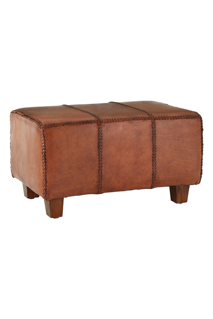 Carlton Leather Bench With Teak Wood Legs