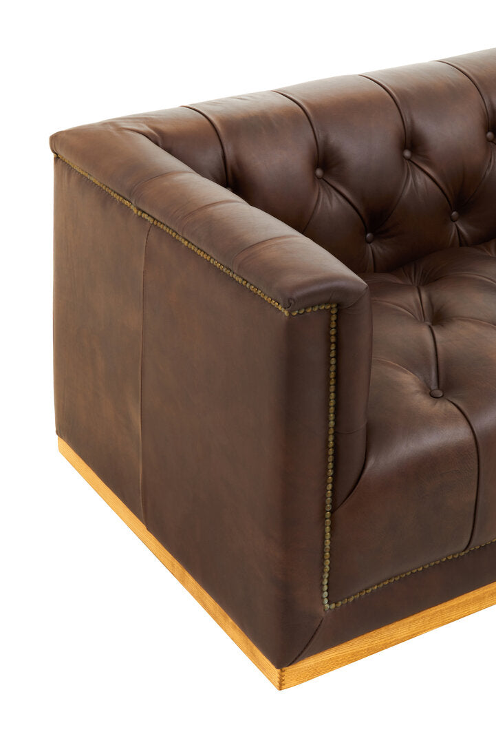Bath Three Seater Tufted Leather Sofa