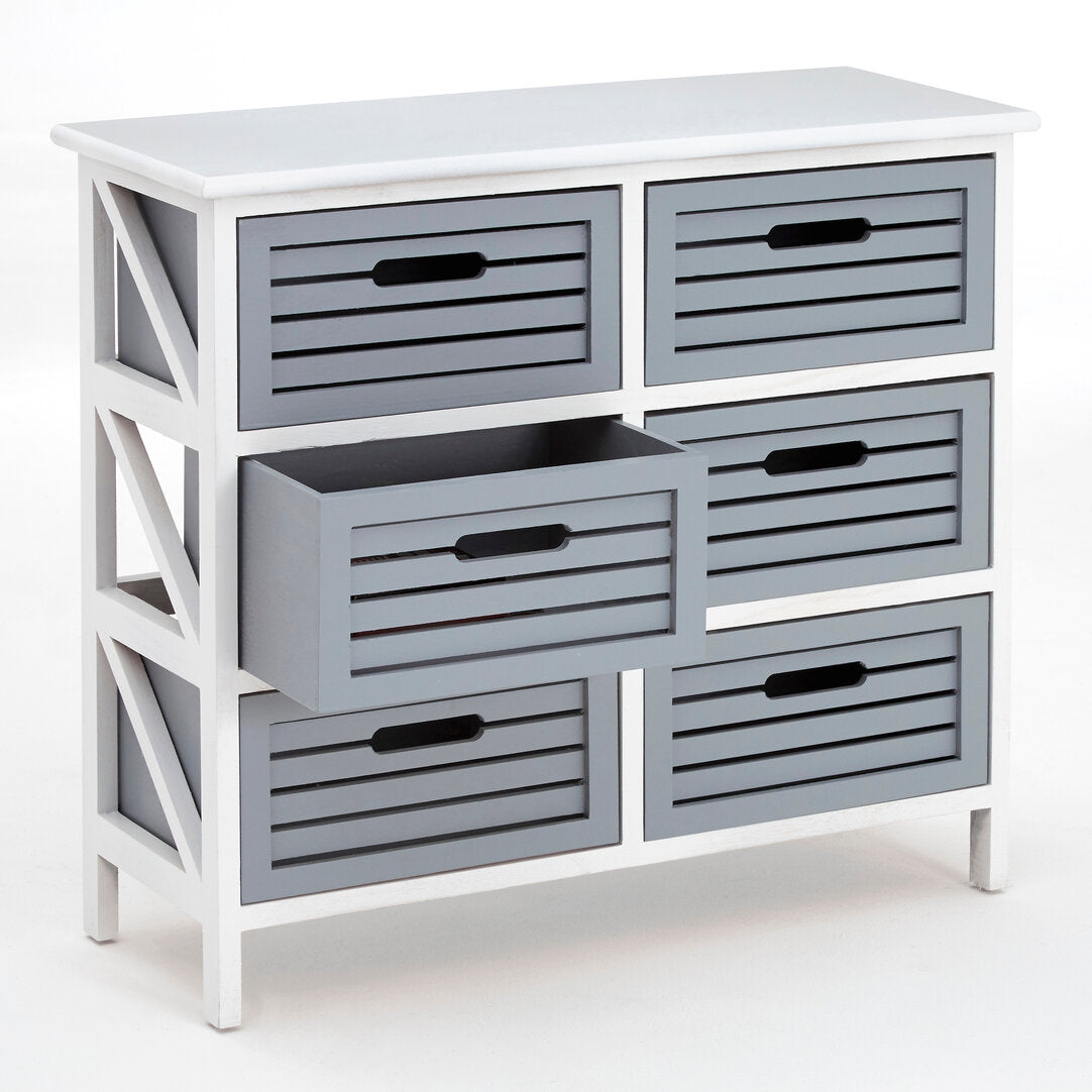 Chelsea 6 Grey Drawers Unit