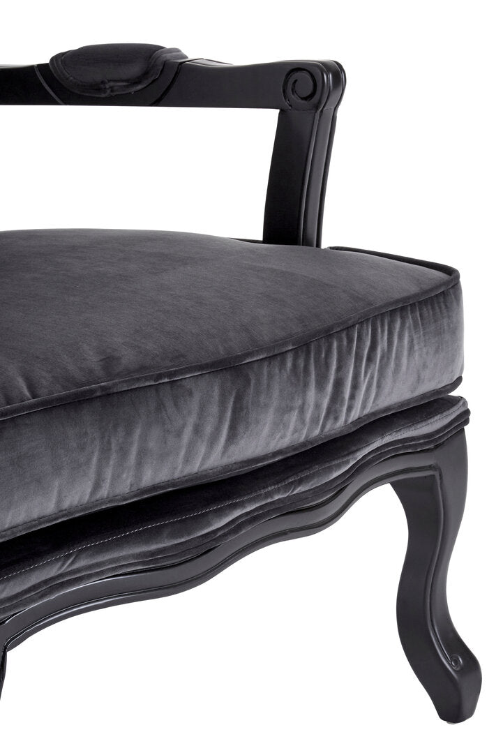 Windsor Grey Velvet Chair And Footstool