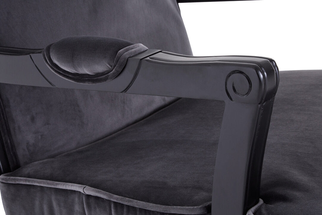 Windsor Grey Velvet Chair And Footstool