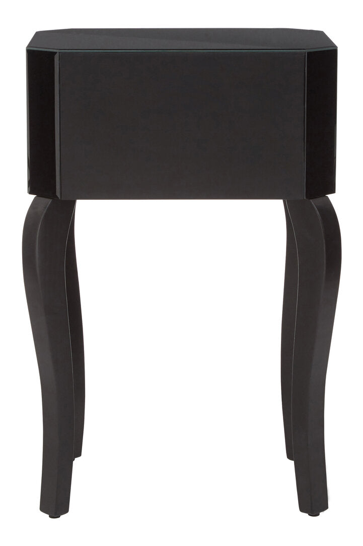 Regent 1 Drawer Black Mirrored Glass Side Table