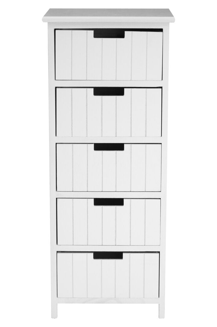 Belgravia England White Mdf 5 Drawers Chest