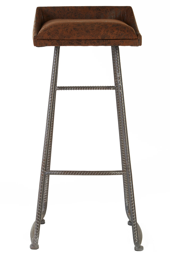 Belgravia Foundry Brown Leather Effect Bar Stool