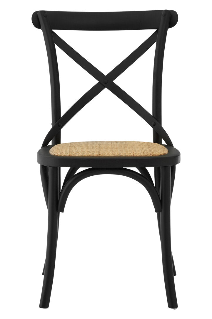 Cannes Black Oak Wood and Rattan Dining Chair