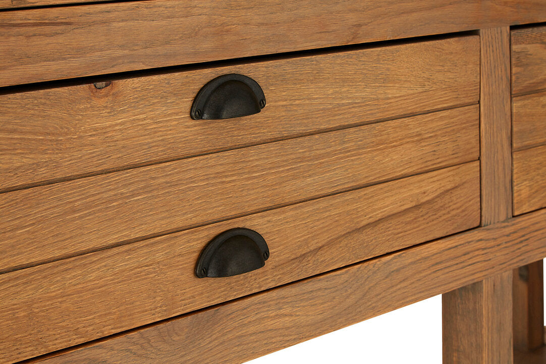 Cannes Washed Grey Oak Wood Console Table with Drawers