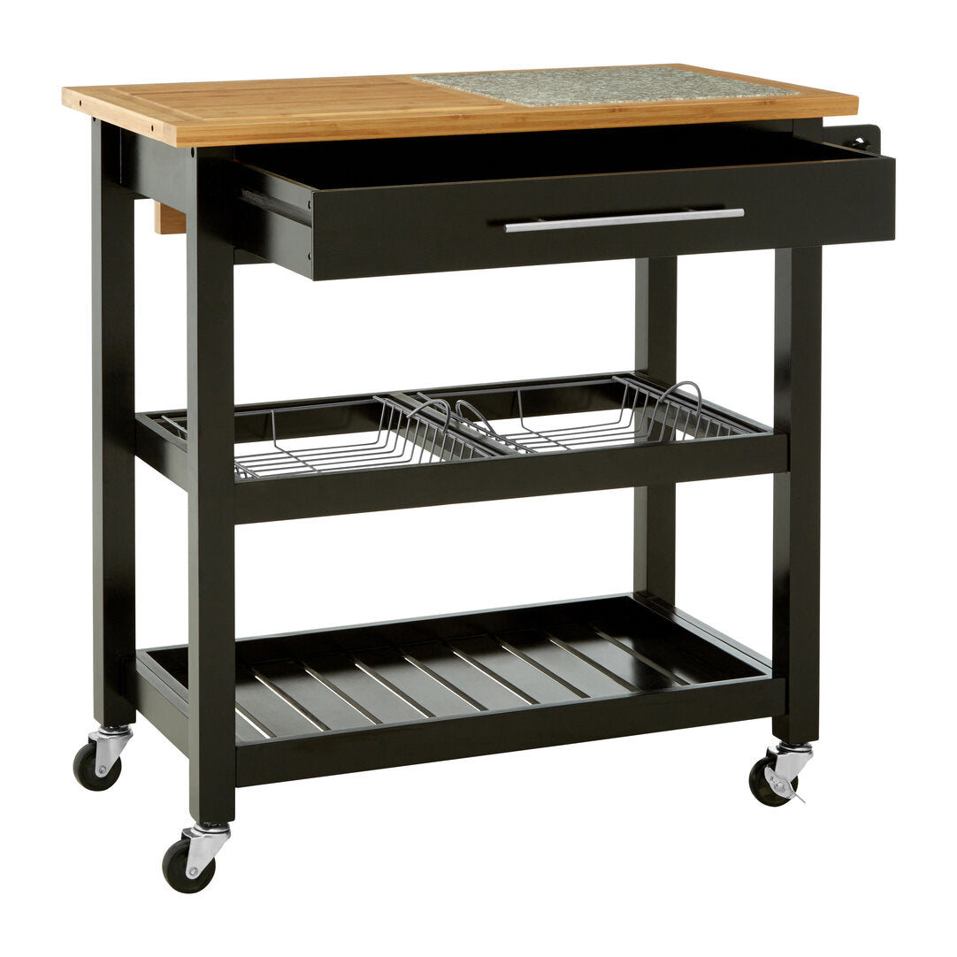 Vienna Glenn Wide Kitchen Trolley with Granite Top