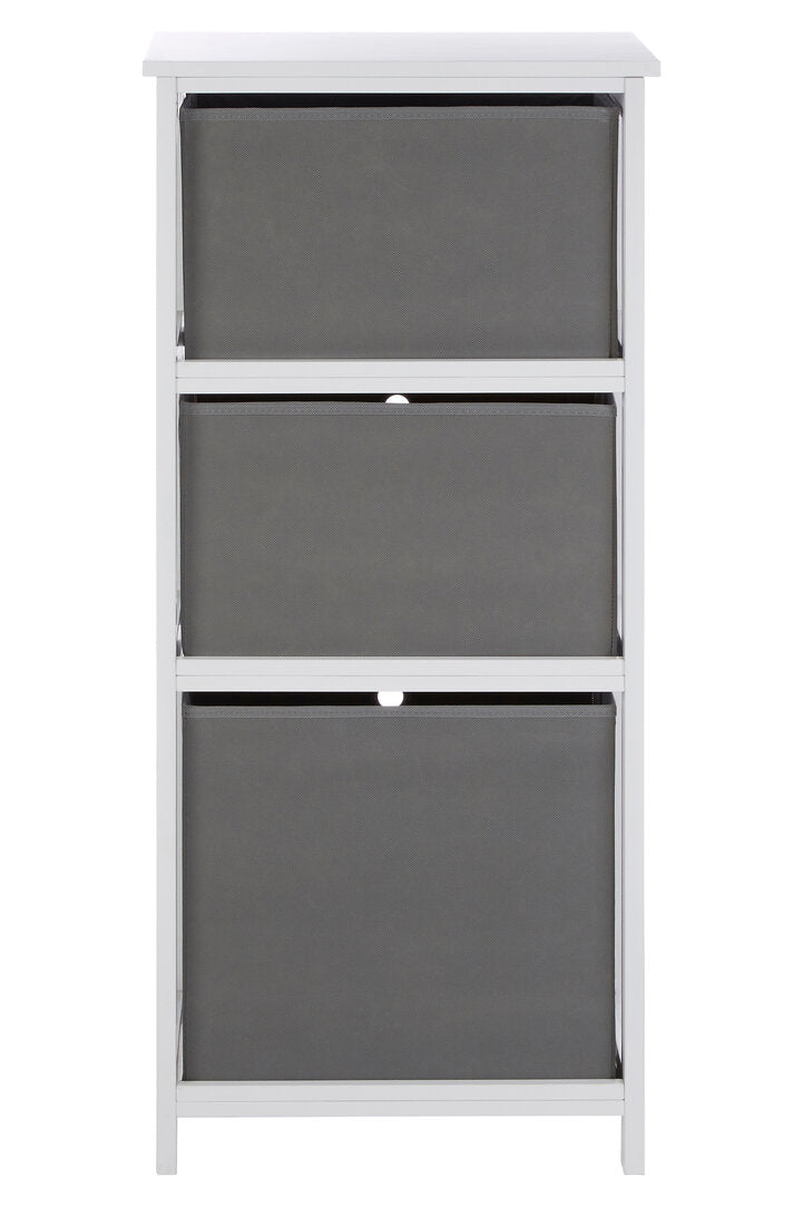 Savannah 3 Grey Fabric Drawers Cabinet