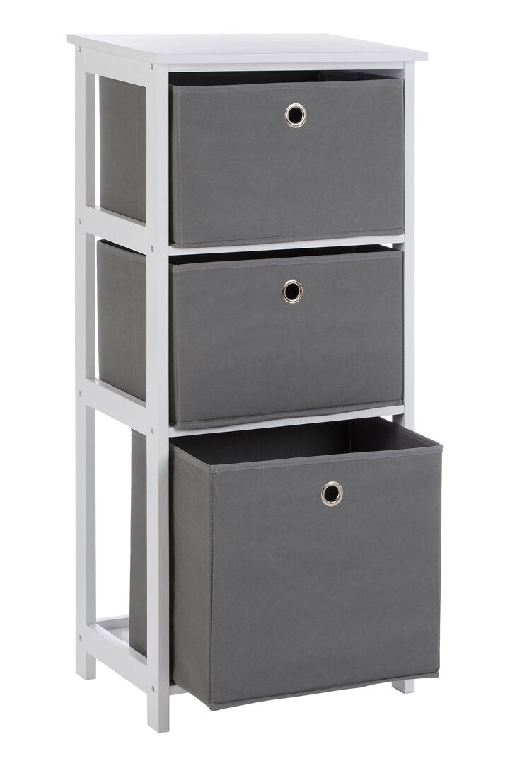 Savannah 3 Grey Fabric Drawers Cabinet