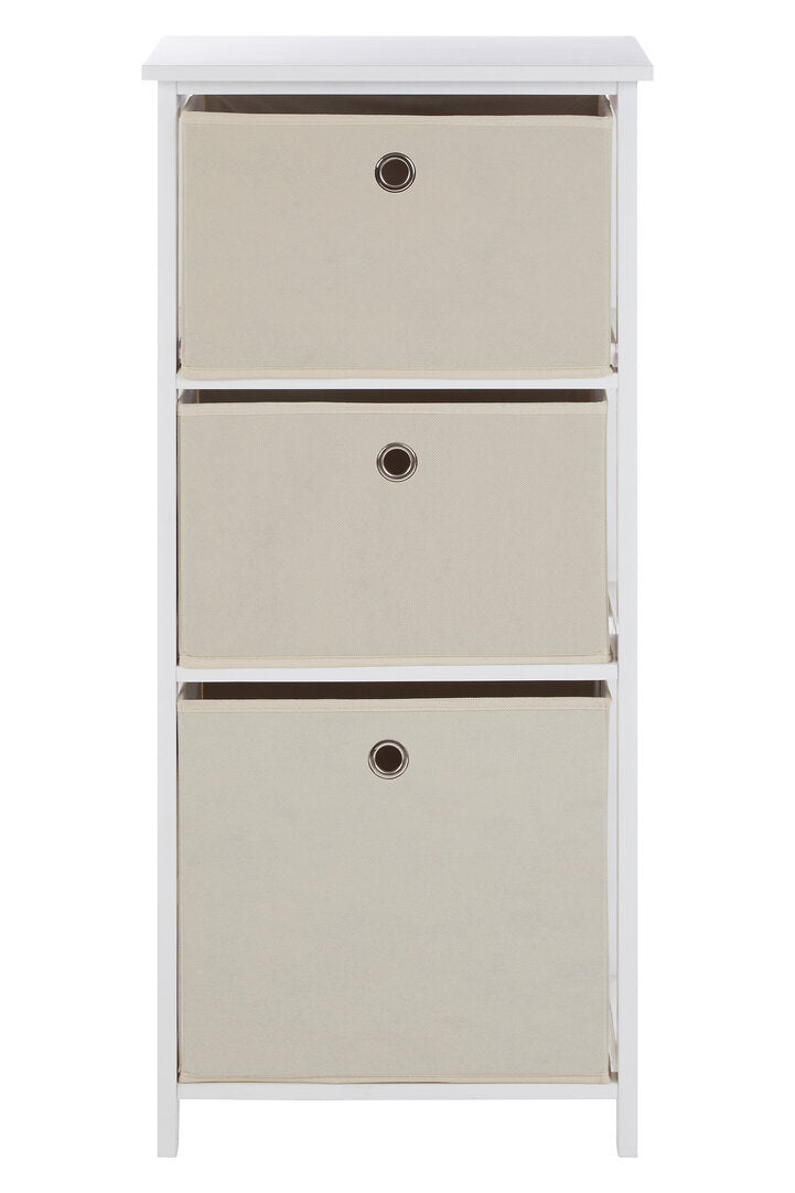 Savannah 3 Natural Fabric Drawers Cabinet
