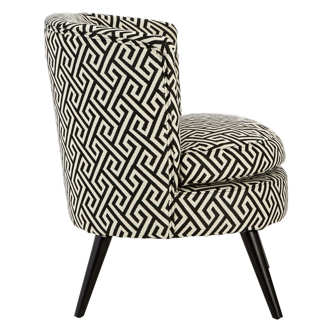 Monaco Park Black And Beige Greek Key Round Armchair