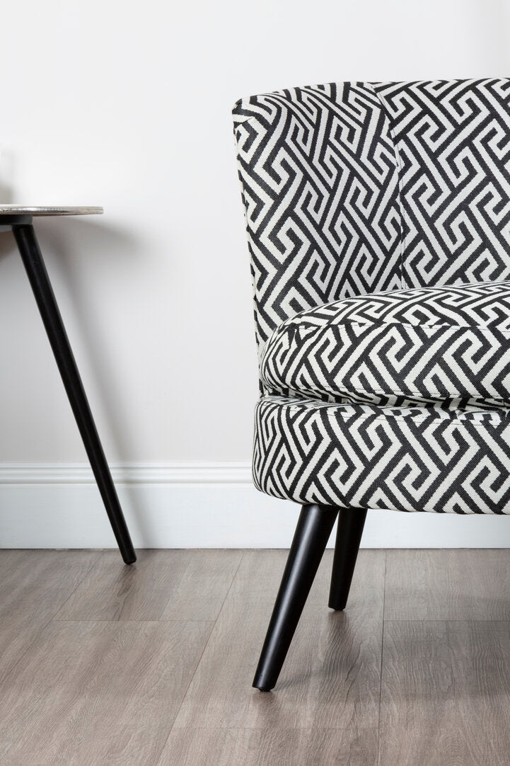 Monaco Park Black And Beige Greek Key Round Armchair