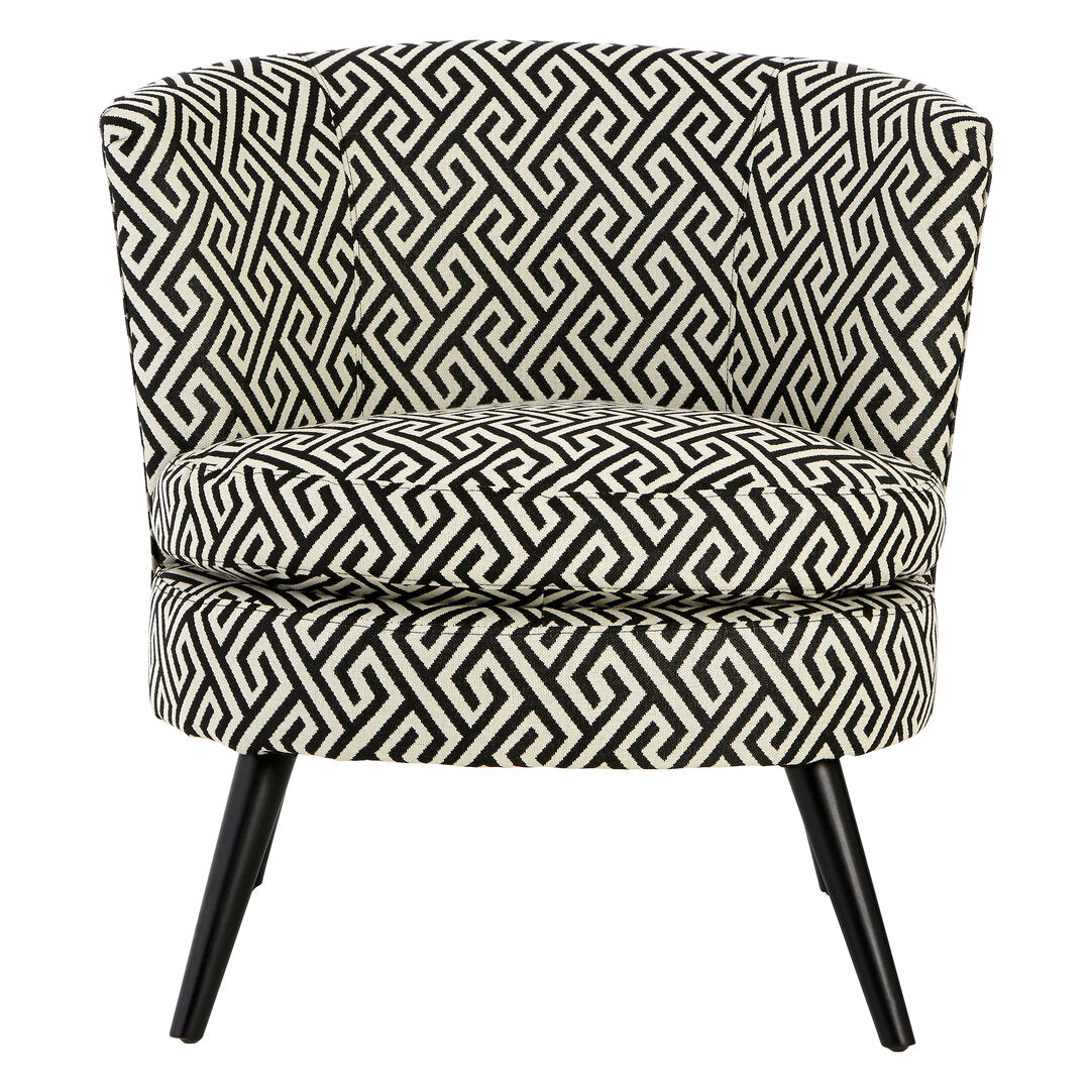 Monaco Park Black And Beige Greek Key Round Armchair