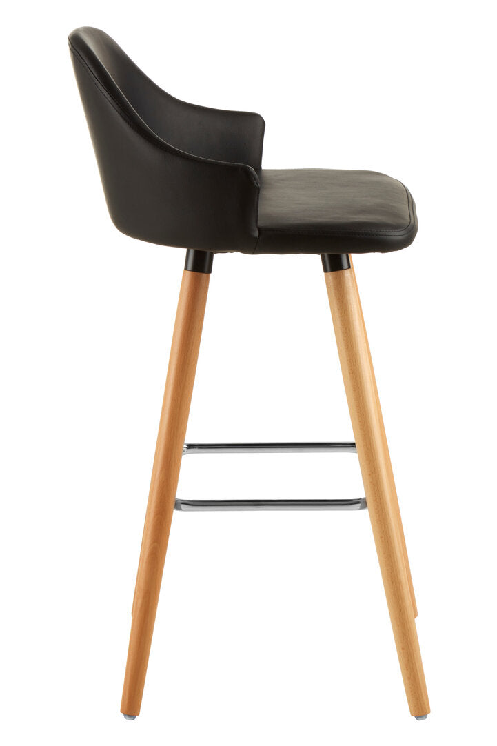 Richmond Black Curved Backrest Bar Stool