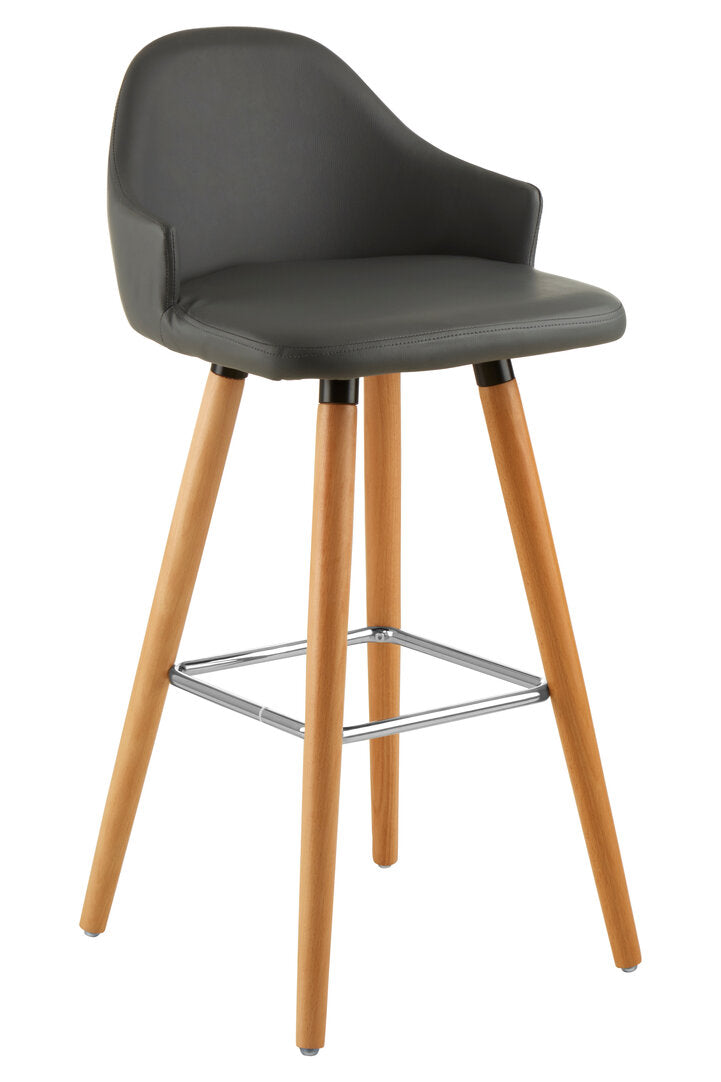 Richmond Grey Faux Leather Bar Stool with Beechwood Legs