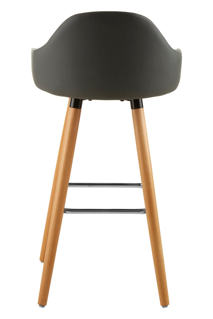 Richmond Grey Faux Leather Bar Stool with Beechwood Legs