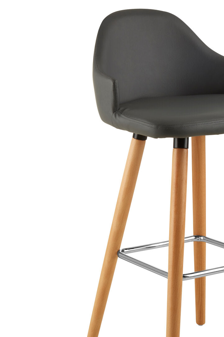 Richmond Grey Faux Leather Bar Stool with Beechwood Legs